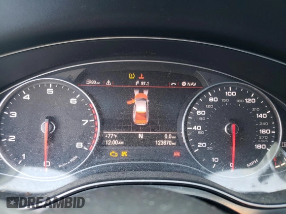 2012 Audi A7 3.0 Premium Plus with VIN WAUSGAFC4CN001717, listed as a Copart auction lot 68653784 with 123,670 mi miles and Salvage Title. Bid and sale history available at carsss.com. Image 9.