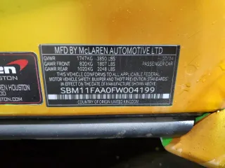 2015 McLaren 650S z VIN SBM11FAA0FW004199, wystawiony jako Copart lot #83836504 z przebiegiem 65 073 mil mil oraz Szkody całkowita. Historia ofert i sprzedaży dostępna na DreamBid. Obrazek 12.