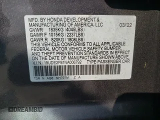 2022 Acura ILX w/Premium/A-Spec Package with VIN 19UDE2F81NA006792, listed as a Copart auction lot 48696873 with 6,183 mi miles. Bid and sale history available at carsss.com. Image 12.