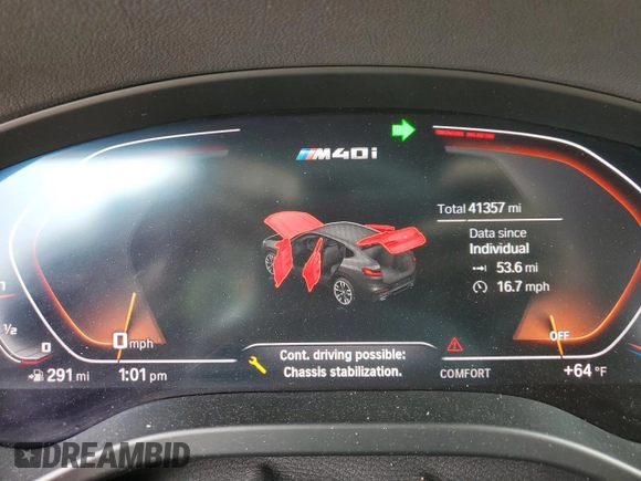 2020 BMW X4 M40i with VIN 5UX2V5C02LLE69520, listed as a Copart auction lot 54485893 with 41,357 mi miles. Bid and sale history available at carsss.com. Image 9.