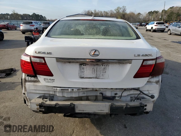 2008 Lexus LS 460 L with VIN JTHGL46F985022438, listed as a Copart auction lot 49938335 with 174,887 mi miles and Salvage title. Bid and sale history available at DreamBid. Image 6.