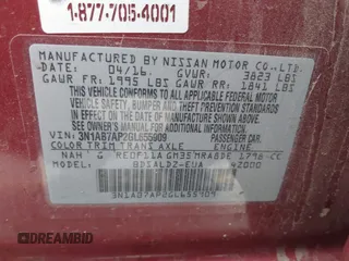 2016 Nissan Sentra S with VIN 3N1AB7AP2GL655909, listed as a IAAI auction lot 42028213 with 75,461 mi miles. Bid and sale history available at carsss.com. Image 9.