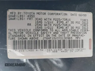 2000 Lexus RX with VIN JT6HF10U3Y0130965, listed as a IAAI auction lot 42177406 with Not Provided miles. Bid and sale history available at carsss.com. Image 9.