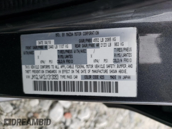 2018 Mazda 6 Grand Touring Reserve with VIN JM1GL1WY3J1313063, listed as a Copart auction lot 51321955 with 101,281 mi miles and Salvage Title. Bid and sale history available at DreamBid. Image 13.