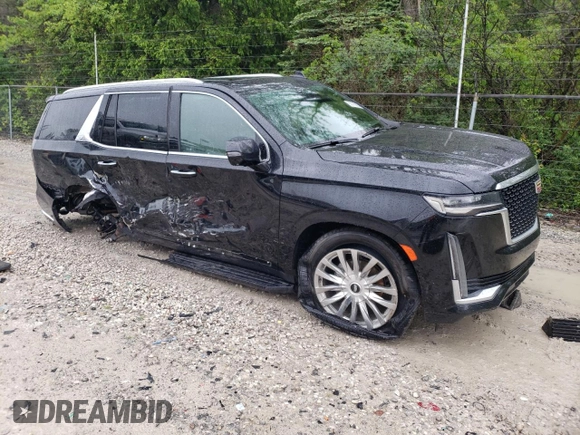 2021 Cadillac Escalade Premium Luxury with VIN 1GYS4BKL8MR446084, listed as a Copart auction lot 58173625 with 120,422 mi miles and Salvage title. Bid and sale history available at DreamBid. Image 4.