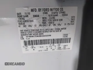 2011 Ford Explorer XLT with VIN 1FMHK7D82BGA02599, listed as a IAAI auction lot 42190995 with 214,146 mi miles and . Bid and sale history available at carsss.com. Image 9.