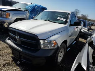 2018 Ram 1500 Express with VIN 3C6JR7AT2JG265373, listed as a Copart auction lot 43628245 with 65,687 mi miles and Salvage title. Bid and sale history available at DreamBid. Image 1.