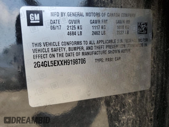 2017 Buick Regal Sport Touring с VIN 2G4GL5EXXH9198706, выставлен на аукционе Copart как лот 64841915 с пробегом 86 117 миль миль и Чистый • Clean title. История ставок и продаж доступна на DreamBid. Изображение 12.