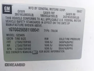 2008 GMC Savana Cargo with VIN 1GTGG256581108641, listed as a IAAI auction lot 42115868 with 178,251 mi miles. Bid and sale history available at carsss.com. Image 9.