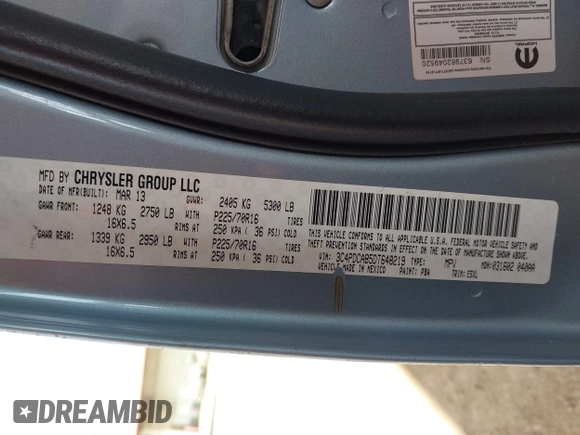 2013 Dodge Journey American Value with VIN 3C4PDCAB5DT648219, listed as a IAAI auction lot 42076088 with 196,391 mi miles and . Bid and sale history available at DreamBid. Image 9.