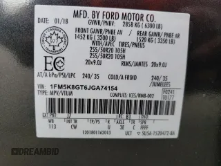 2018 Ford Explorer Sport with VIN 1FM5K8GT6JGA74154, listed as a Copart auction lot 47808035 with 61,974 mi miles and Salvage Title. Bid and sale history available at DreamBid. Image 14.