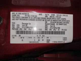 2014 Ford Focus SE with VIN 1FADP3K24EL441994, listed as a IAAI auction lot 41851296 with 109,893 mi miles. Bid and sale history available at carsss.com. Image 9.