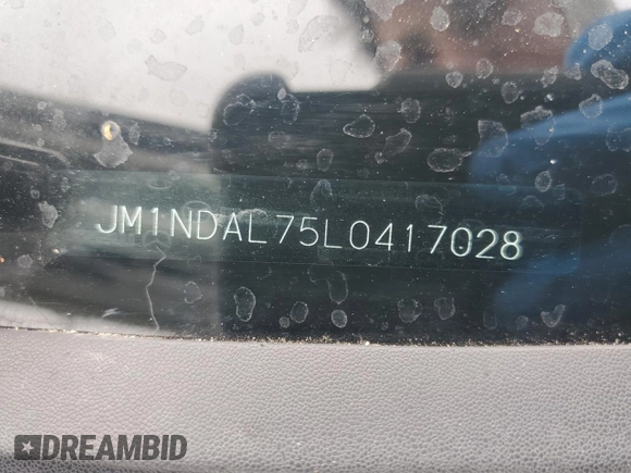 2020 Mazda MX-5 Miata Club with VIN JM1NDAL75L0417028, listed as a Copart auction lot 59763615 with Not provided miles and Salvage title. Bid and sale history available at DreamBid. Image 13.