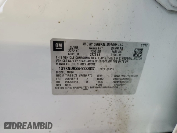 2017 Cadillac XT5 Luxury AWD z VIN 1GYKNDRS8HZ232837, wystawiony jako Copart lot #48743625 z przebiegiem 103 469 mil mil oraz Szkoda całkowita • Salvage title. Historia ofert i sprzedaży dostępna na DreamBid. Obrazek 14.