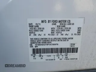 2015 Ford Explorer Sport with VIN 1FM5K8GT9FGC50976, listed as a Copart auction lot 59400745 with 163,952 mi miles and Salvage title. Bid and sale history available at DreamBid. Image 14.