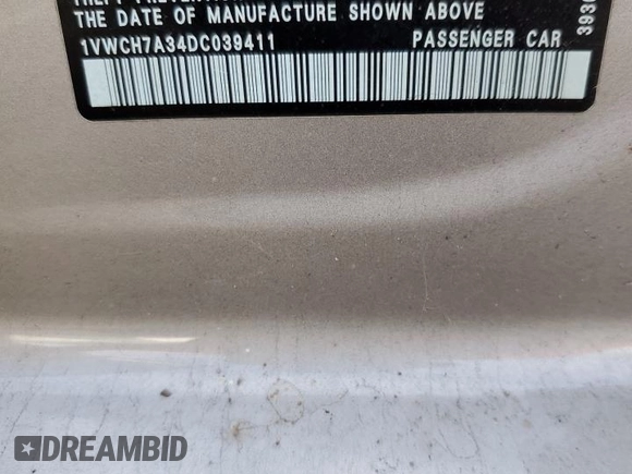 2013 Volkswagen Passat SEL Premium with VIN 1VWCH7A34DC039411, listed as a Copart auction lot 72908294 with 129,948 mi miles and Salvage Title. Bid and sale history available at carsss.com. Image 12.