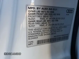 2021 Audi Q8 Premium Plus with VIN WA1BVAF16MD034467, listed as a Copart auction lot 76974524 with 38,272 mi miles and Salvage Title. Bid and sale history available at carsss.com. Image 14.