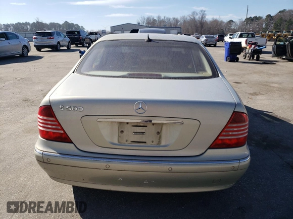 2001 Mercedes-Benz S-Class with VIN WDBNG75J81A140058, listed as a Copart auction lot 46581345 with 0 mi miles and Salvage Title. Bid and sale history available at carsss.com. Image 6.