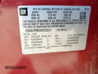 2017 GMC Terrain SLT z VIN 2GKALPEK9H6202647, wystawiony jako Copart lot #46424305 z przebiegiem 137 828 mil mil oraz Szkoda całkowita • Salvage title. Historia ofert i sprzedaży dostępna na DreamBid. Obrazek 13.