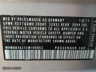 2012 Volkswagen Golf with VIN WVWDB7AJ1CW196852, listed as a Copart auction lot 48772135 with 118,110 mi miles and Salvage Title. Bid and sale history available at carsss.com. Image 13.
