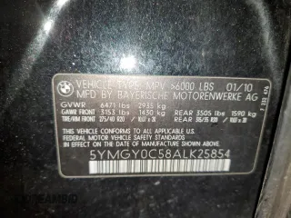 2010 BMW X5 M with VIN 5YMGY0C58ALK25854, listed as a Copart auction lot 87815685 with 0 mi miles and Salvage Title. Bid and sale history available at carsss.com. Image 15.