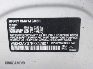 2024 BMW M3 Competition xDrive z VIN WBS43AY07RFS42807, wystawiony jako IAAI lot #41678678 z przebiegiem 3 394 mil mil oraz . Historia ofert i sprzedaży dostępna na DreamBid. Obrazek 9.