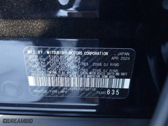2024 Mitsubishi Outlander SE with VIN JA4J4VA82RZ066739, listed as a IAAI auction lot 41228185 with 6,594 mi miles. Bid and sale history available at carsss.com. Image 9.