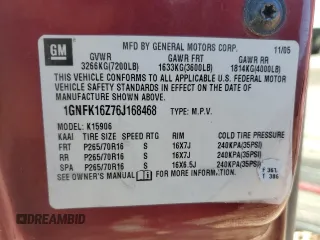 2006 Chevrolet Suburban LS with VIN 1GNFK16Z76J168468, listed as a Copart auction lot 43185775 with 0 mi miles and Clean Title. Bid and sale history available at carsss.com. Image 15.