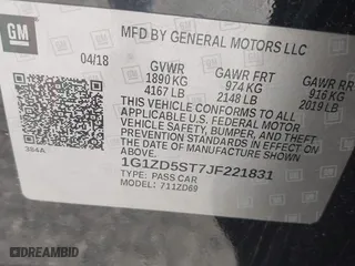 2018 Chevrolet Malibu LT with VIN 1G1ZD5ST7JF221831, listed as a IAAI auction lot 41705980 with 112,016 mi miles. Bid and sale history available at carsss.com. Image 9.