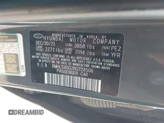 2024 Hyundai Elantra SEL с VIN KMHLS4DG2RU724506, выставлен на аукционе IAAI как лот 42285045 с пробегом 37 998 миль миль и . История ставок и продаж доступна на DreamBid. Изображение 9.