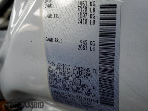 2025 Nissan Altima SR with VIN 1N4BL4CV6SN303004, listed as a Copart auction lot 47384355 with Not Provided miles and Salvage Title. Bid and sale history available at DreamBid. Image 13.
