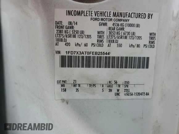 2015 Ford F-350 z VIN 1FD7X3AT0FEB25544, wystawiony jako Copart lot #50340085 z przebiegiem 165 279 mil mil oraz Czysty tytuł • Clean title. Historia ofert i sprzedaży dostępna na DreamBid. Obrazek 13.