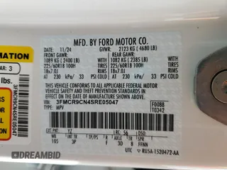 2025 Ford Bronco Sport Outer Banks z VIN 3FMCR9CN4SRE05047, wystawiony jako Copart lot #55529715 z przebiegiem 3 064 mil mil oraz Szkoda całkowita • Salvage title. Historia ofert i sprzedaży dostępna na DreamBid. Obrazek 14.