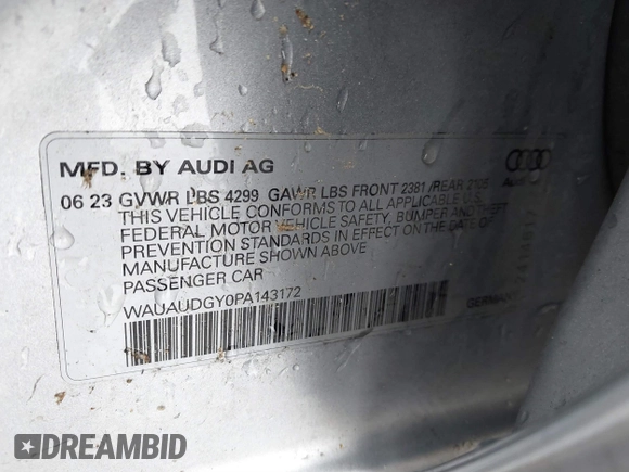 2023 Audi A3 Premium z VIN WAUAUDGY0PA143172, wystawiony jako IAAI lot #41881398 z przebiegiem 18 754 mil mil oraz . Historia ofert i sprzedaży dostępna na DreamBid. Obrazek 9.
