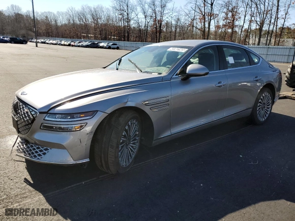 2023 Genesis Electrified G80 with VIN KMTGE4S15PU007043, listed as a Copart auction lot 45982565 with 5,021 mi miles and Non Repairable. Bid and sale history available at carsss.com. Image 1.