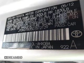 2012 Toyota Prius One z VIN JTDKDTB35C1512129, wystawiony jako IAAI lot #41737175 z przebiegiem 188 779 mil mil oraz . Historia ofert i sprzedaży dostępna na DreamBid. Obrazek 9.