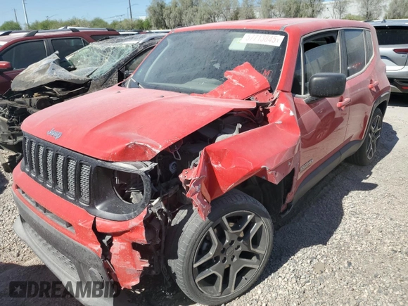 2020 Jeep Renegade Sport with VIN ZACNJAAB4LPM28562, listed as a Copart auction lot 57713845 with 45,466 mi miles and Salvage title. Bid and sale history available at DreamBid. Image 1.