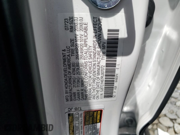 2023 Acura RDX w/A-Spec Package with VIN 5J8TC1H67PL007072, listed as a Copart auction lot 58448564 with Not provided miles and Salvage title. Bid and sale history available at DreamBid. Image 14.