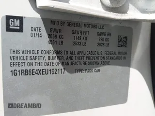 2014 Chevrolet Volt with VIN 1G1RB6E4XEU152117, listed as a IAAI auction lot 42107089 with 130,376 mi miles and . Bid and sale history available at carsss.com. Image 9.