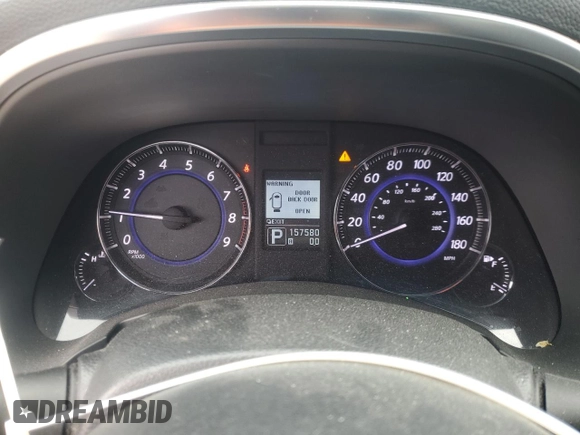 2014 Infiniti QX70 with VIN JN8CS1MW0EM412578, listed as a Copart auction lot 49091955 with 157,580 mi miles and Salvage title. Bid and sale history available at DreamBid. Image 9.