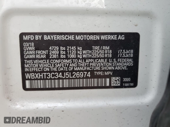 2018 BMW X1 xDrive28i with VIN WBXHT3C34J5L26974, listed as a Copart auction lot 72860592 with 45,220 mi miles. Bid and sale history available at carsss.com. Image 12.