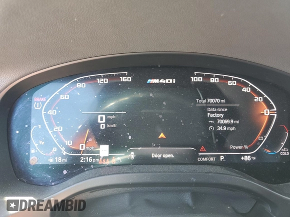 2022 BMW X3 M40i with VIN 5UX83DP06N9J37372, listed as a Copart auction lot 50807105 with 70,070 mi miles and Salvage Title. Bid and sale history available at carsss.com. Image 9.