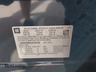 2018 Chevrolet Equinox LT with VIN 2GNAXKEX5J6225189, listed as a IAAI auction lot 41956494 with 46,964 mi miles. Bid and sale history available at carsss.com. Image 9.