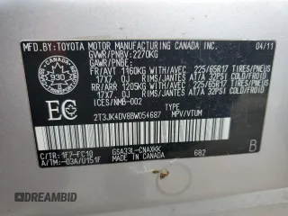 2011 Toyota RAV4 with VIN 2T3JK4DV8BW054687, listed as a Copart auction lot 47248665 with 318,588 mi miles and Clean Title. Bid and sale history available at carsss.com. Image 13.