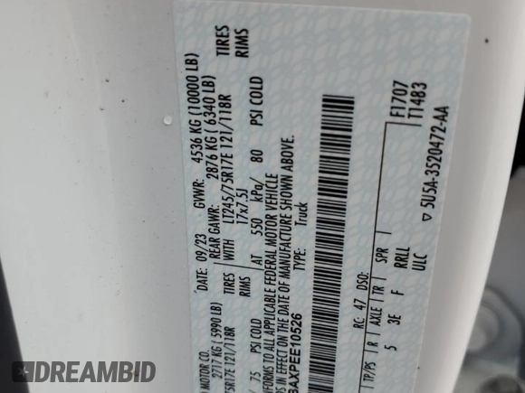 2023 Ford F-250 XL z VIN 1FT7W2BAXPEE10526, wystawiony jako Copart lot #83852774 z przebiegiem 12 646 mil mil oraz Czysty tytuł • Clean title. Historia ofert i sprzedaży dostępna na DreamBid. Obrazek 13.