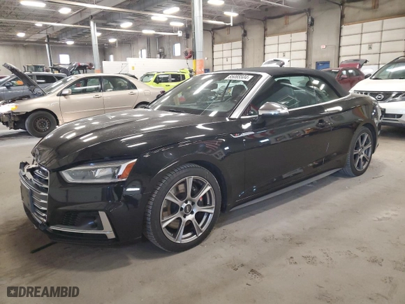 2018 Audi S5 Cabriolet Prestige with VIN WAU24GF50JN013082, listed as a Copart auction lot 85085504 with NaN miles and Salvage Title. Bid and sale history available at carsss.com. Image 1.