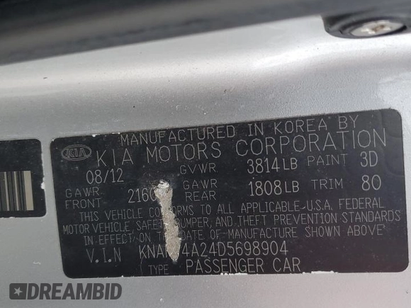2013 Kia Forte LX with VIN KNAFT4A24D5698904, listed as a Copart auction lot 86962534 with 149,068 mi miles and Salvage Title. Bid and sale history available at carsss.com. Image 14.