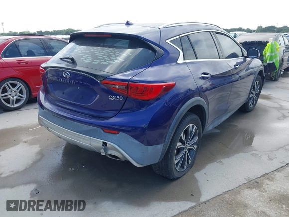 2017 Infiniti QX30 Premium with VIN SJKCH5CR9HA035085, listed as a IAAI auction lot 42675557 with Not provided miles and . Bid and sale history available at DreamBid. Image 4.