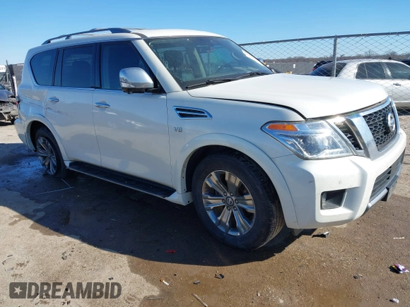 2020 Nissan Armada Platinum with VIN JN8AY2NF2L9361725, listed as a IAAI auction lot 41402106 with Not Provided miles. Bid and sale history available at carsss.com. Image 1.