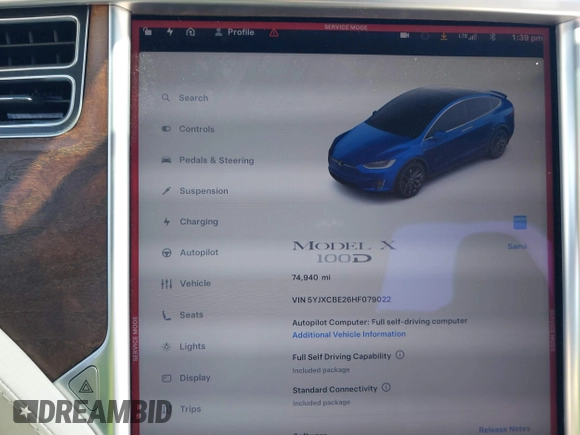 2017 Tesla Model X 90D z VIN 5YJXCBE26HF079022, wystawiony jako IAAI lot #41847954 z przebiegiem 74 940 mil mil oraz . Historia ofert i sprzedaży dostępna na DreamBid. Obrazek 19.